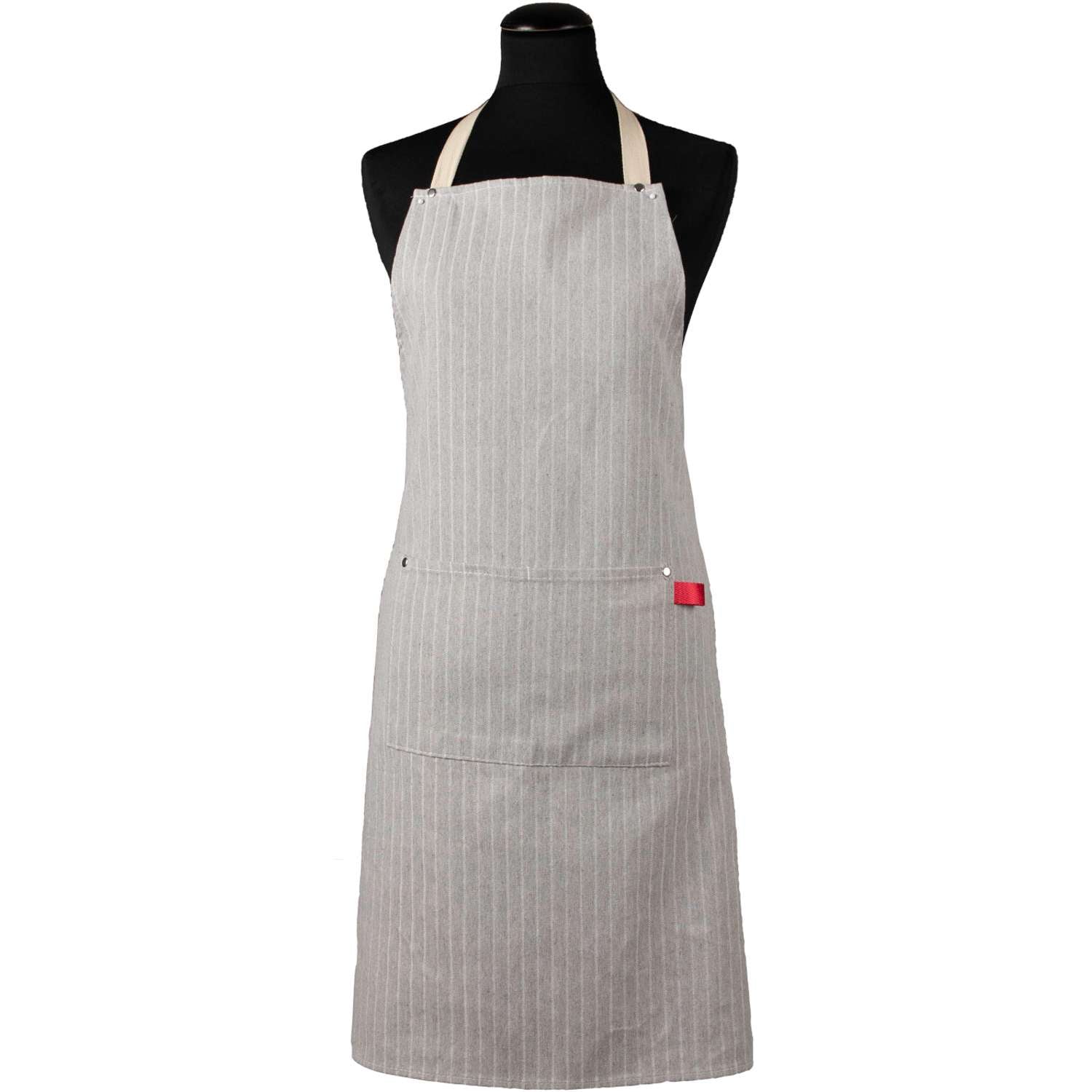 gestreifte Kochschürze in grau mit Tasche