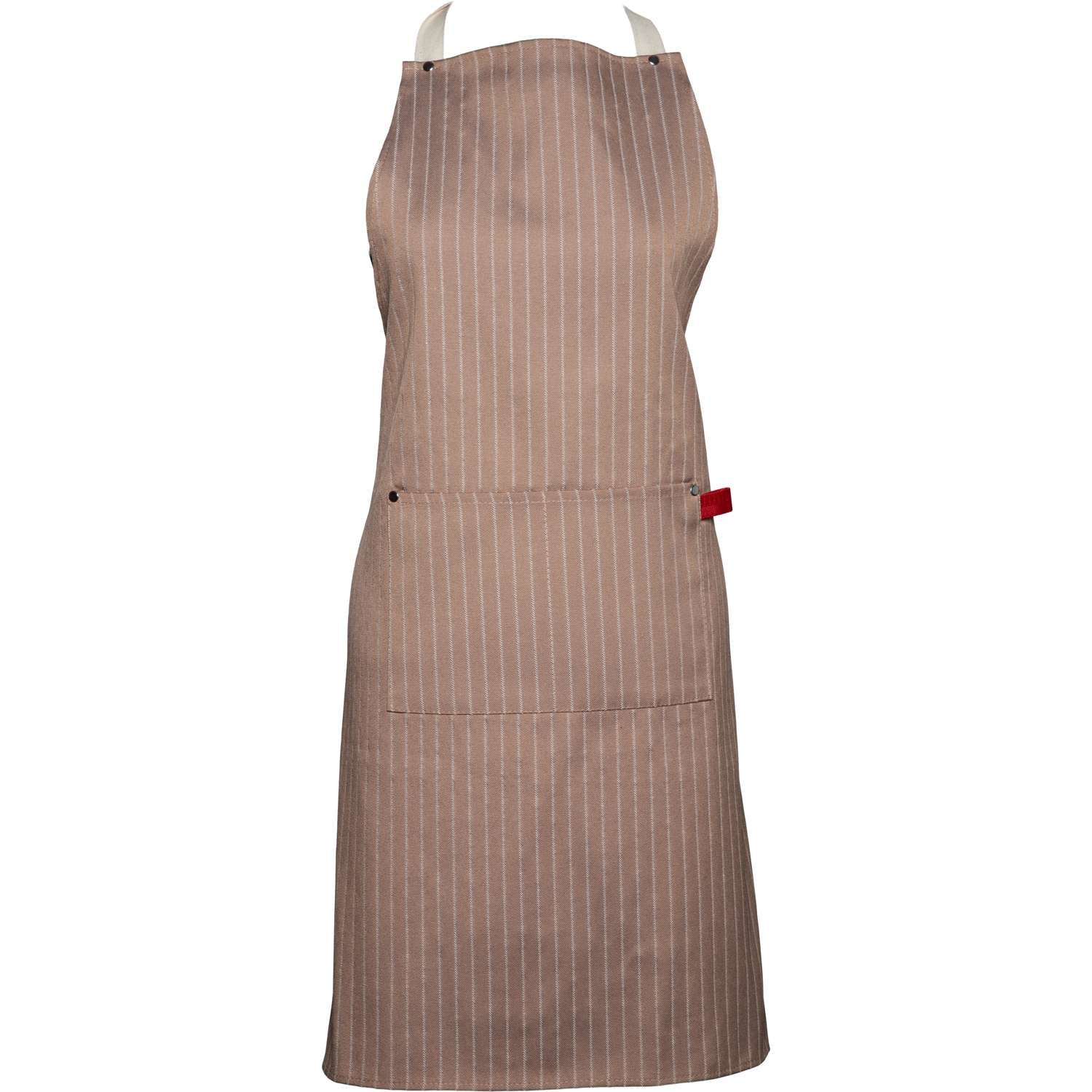 gestreifte Kochschürze in braun (taupe) mit Tasche