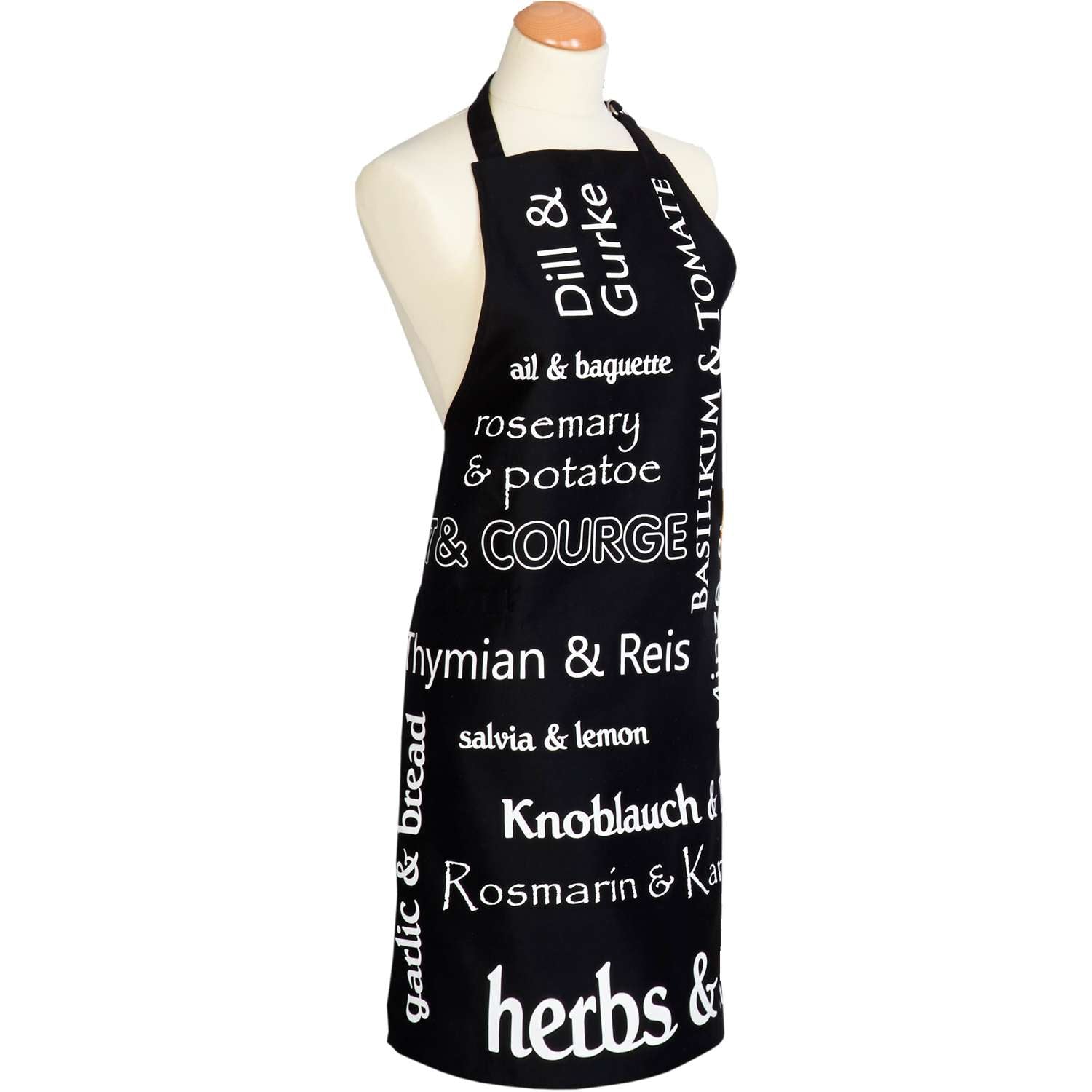 Kochschürze mit Tasche in schwarz - Herbs & More