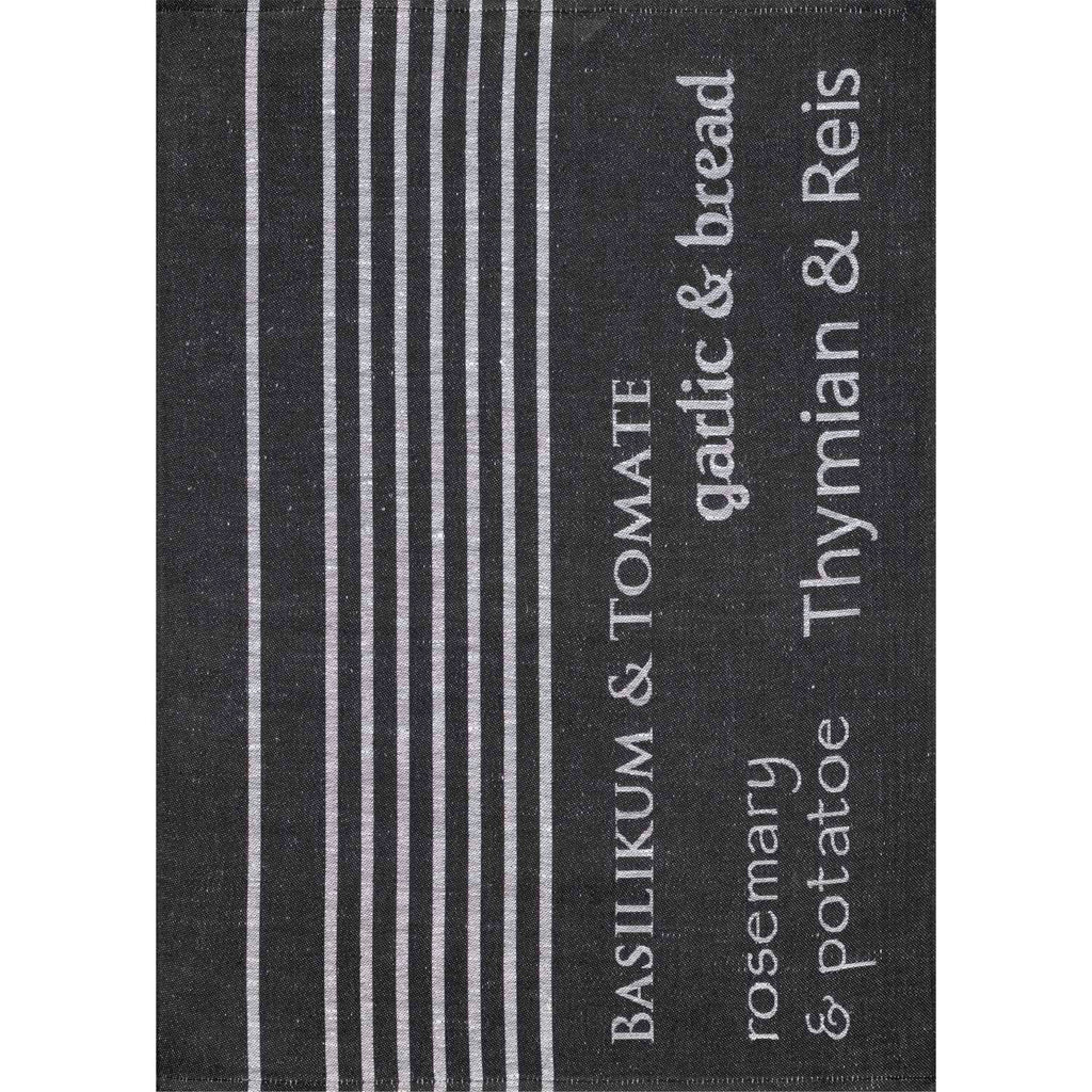 Geschirrtuch Halbleinen jacquard - Herbs & More schwarz
