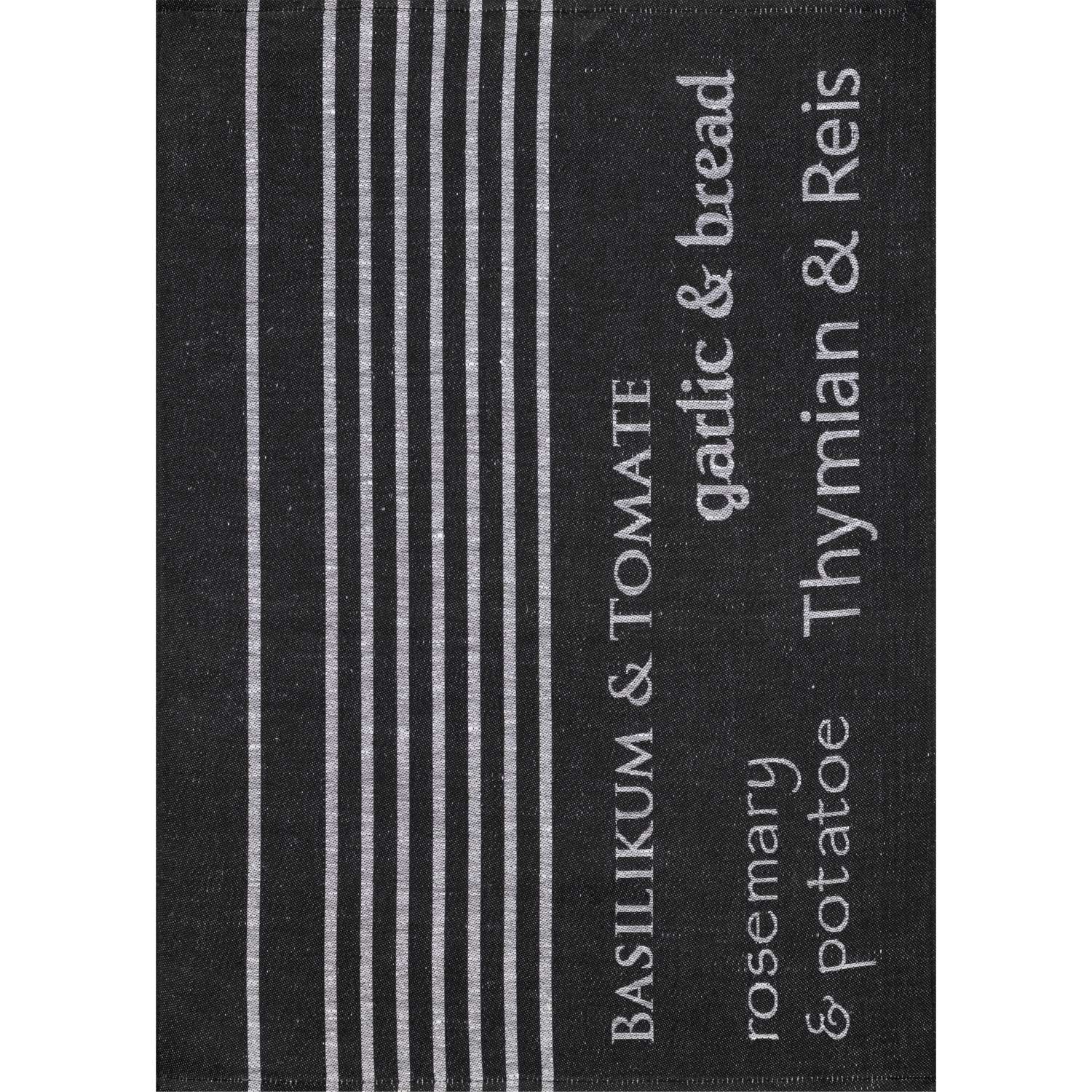 Geschirrtuch Halbleinen jacquard - Herbs & More schwarz
