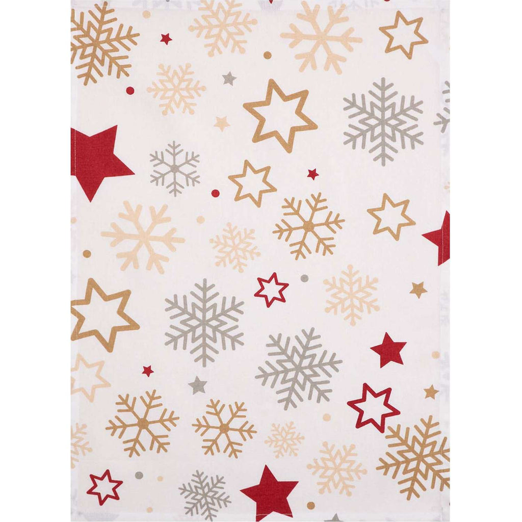 2 Baumwoll-Geschirrtücher mit winterlichen Motiv in ca. 50x70 cm, Aufhängerr an der Rückseite - Stuco - Stardust, winterliches Küchenthema