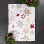 2 Baumwoll-Geschirrtücher mit winterlichen Motiv in ca. 50x70 cm, Aufhängerr an der Rückseite - Stuco - Stardust, winterliches Küchenthema