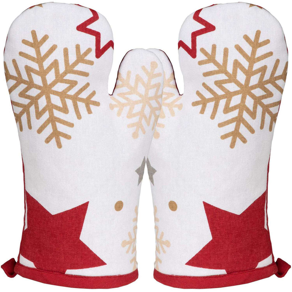 Backhandschuhe (PSA) im 2er Set, winterliches Motiv, ca. 18x28 cm, hitzebeständig - Stuco - Stardust, winterliches Küchenthema