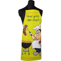 grüne Grillschürze für Chefgriller mit Aufdruck: Bratwurst und Fleisch, ca. 70x85 cm - Stuco -